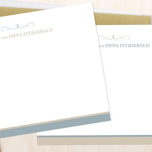 Elegant Personalized Notecard Set /Set of Flat chic delicate Stationery /modern Thank you Cards/ feminine gift/couples gift/newlyweds gift