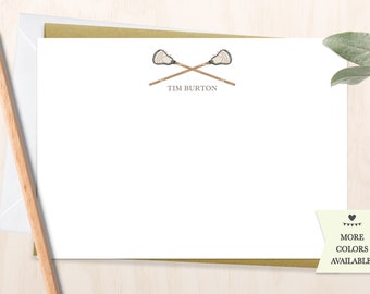 Personalized Lacrosse Notecard Set: Flat Stationery Thank You Cards
