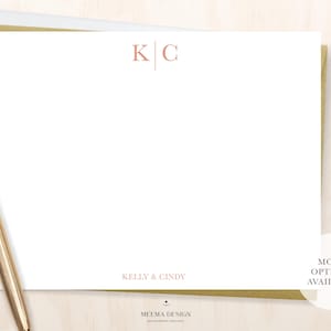 Monogram Personalized Notecard Set /Set of Flat chic delicate Personalized Stationery /Thank you Cards/ Initial notecard/gift for mom/couple