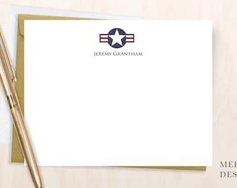 Personalized Army Notecard Set/Personalized Stationery for Navy/ Armed Forces Pilot gift/Aviation Officer Seal Gift Soldier/gift for soldier