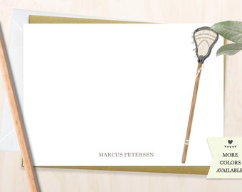 Personalized Lacrosse Notecard Set: Flat Stationery Thank You Cards