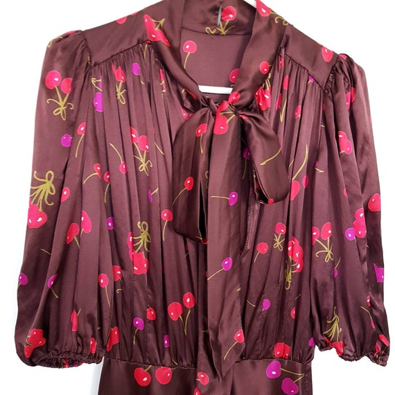 Vintage 100% Silk Cherries Dress, Size M