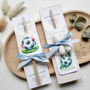 BOMBONIERA ECOLOGICA con matita piantabile - mod. "calcio" - con confetti euro 5,90 - senza confetti euro 4,00