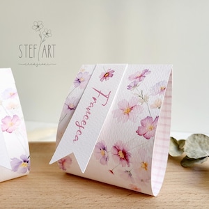 PORTACONFETTI COMUNIONE o CRESIMA con confetti - mod. "fiori di campo rosa" - porta confetti personalizzabile - euro 2,90