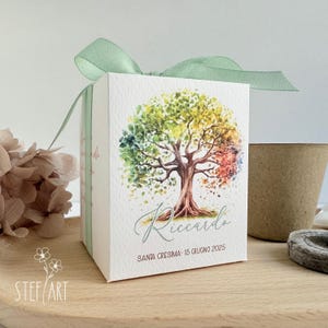 BOMBONIERA con KIT di SEMINA con vasetto compostabile, torba, semi da piantare e confetti - mod. "albero della vita" - euro 5,90
