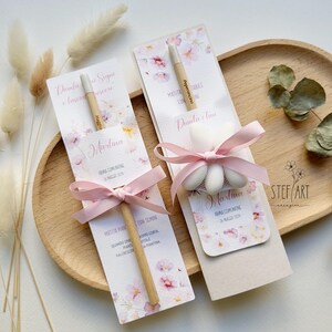 BOMBONIERA ECOLOGICA con matita piantabile - mod. "fiori di campo rosa" - con confetti euro 5,90 - senza confetti euro 4,00