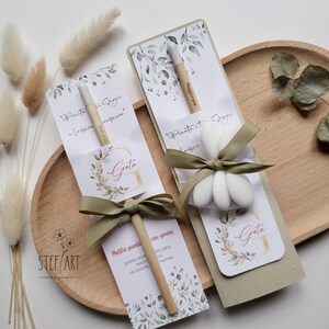 BOMBONIERA ECOLOGICA con matita piantabile - mod. "foglioline" - con confetti euro 5,90 - senza confetti euro 4,00