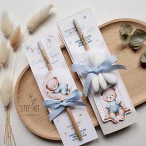 BOMBONIERA ECOLOGICA con matita piantabile - mod. "orsetto azzurro" - con confetti euro 5,90 - senza confetti euro 4,00