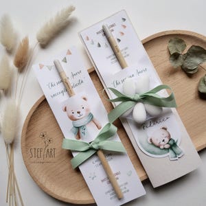 BOMBONIERA ECOLOGICA con matita piantabile - mod. "orsetto verde" - con confetti euro 5,90 - senza confetti euro 4,00