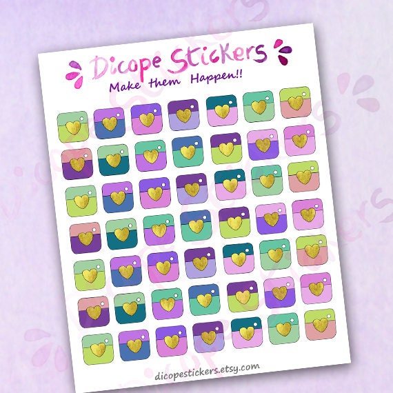 Cute Social Media Planner Stickers Purple Pink Green And Etsy