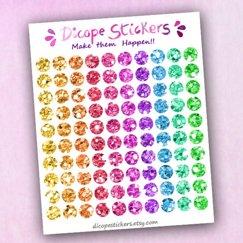 Tiny Glitter Dots Stickers Multicolor faux glitter Dot Etsy