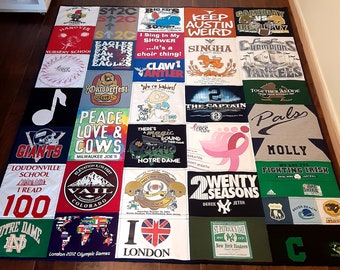 T-Shirt Quilt Mosaic Pattern, Keepsakes Made From Shirts, Memory Quilt Blanket, Graduation Gift