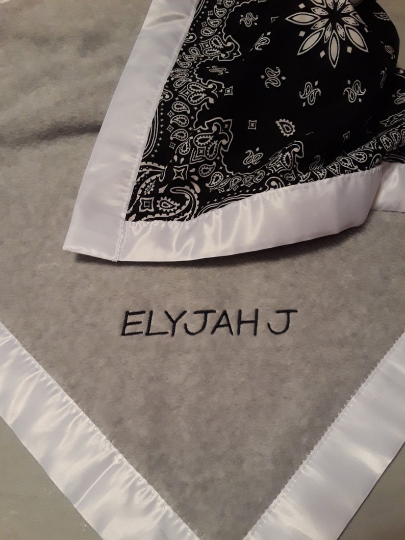 satin trim baby blanket personalized
