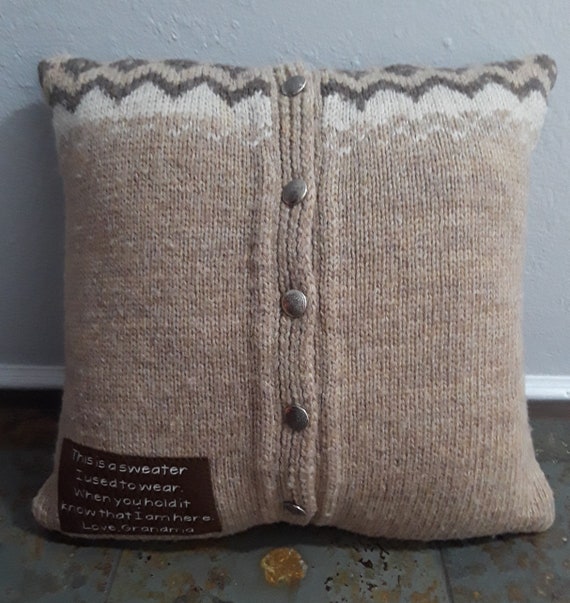 Memory pillow made from clothes Sweater Pillows Custom Made From