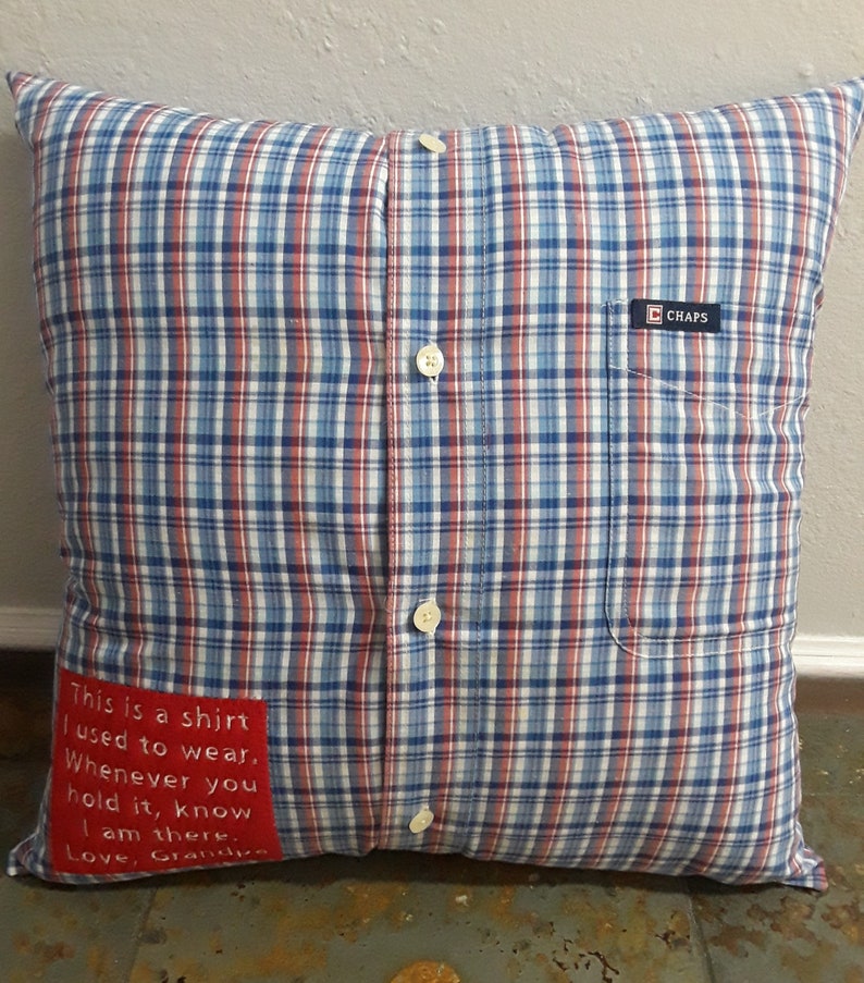 Memorial Pillow From Shirt Pillow Made From Shirt Dress Etsy