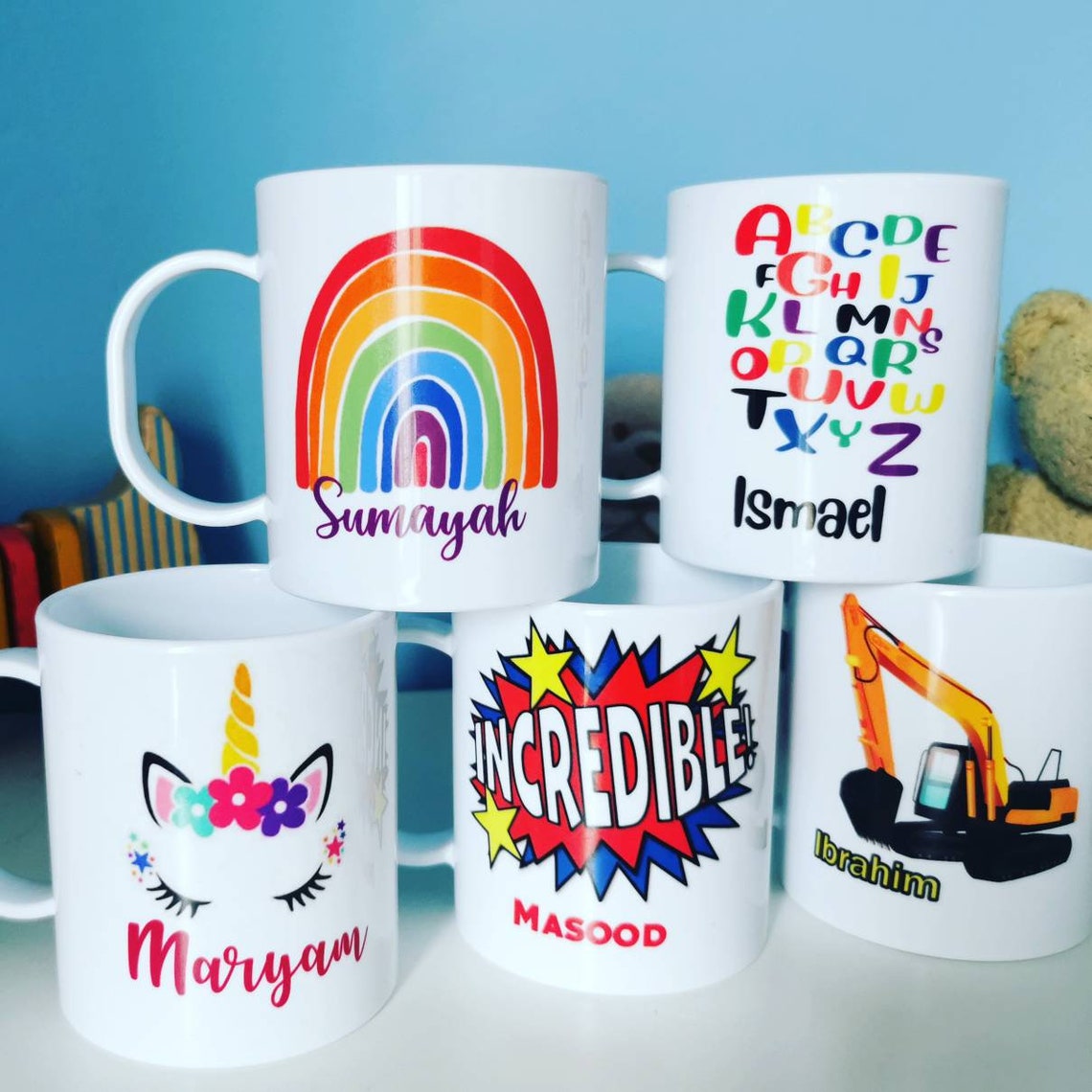 Children's personalised mug unbreakable kids mug rainbow Etsy