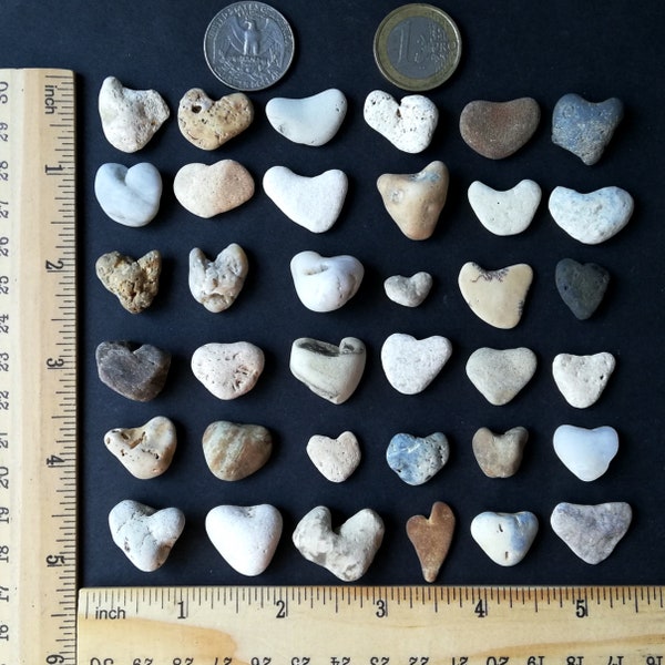Rocas genuinas en forma de corazón de 1/2'' - 1'' a granel, lote de 15 a 35 piezas, piedras de corazón