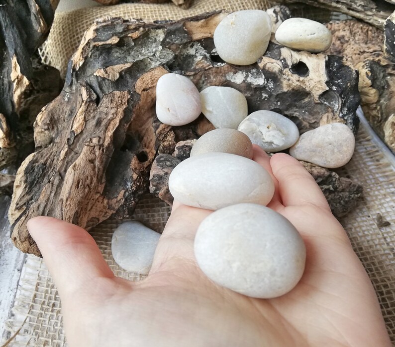 White quartz lot 13 Beach round sea rocks White tumble stone Wishing stones