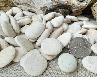 White beach stones 50-150 set Sea rocks pebbles flat oval round Pebble art Picture stones