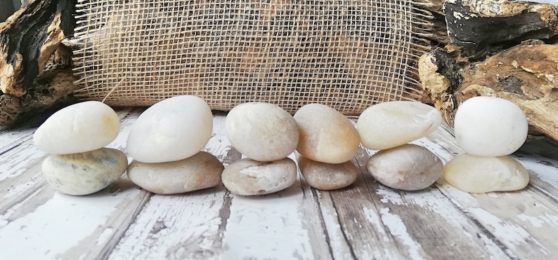 White quartz lot 13 Beach round sea rocks White tumble stone Wishing stones