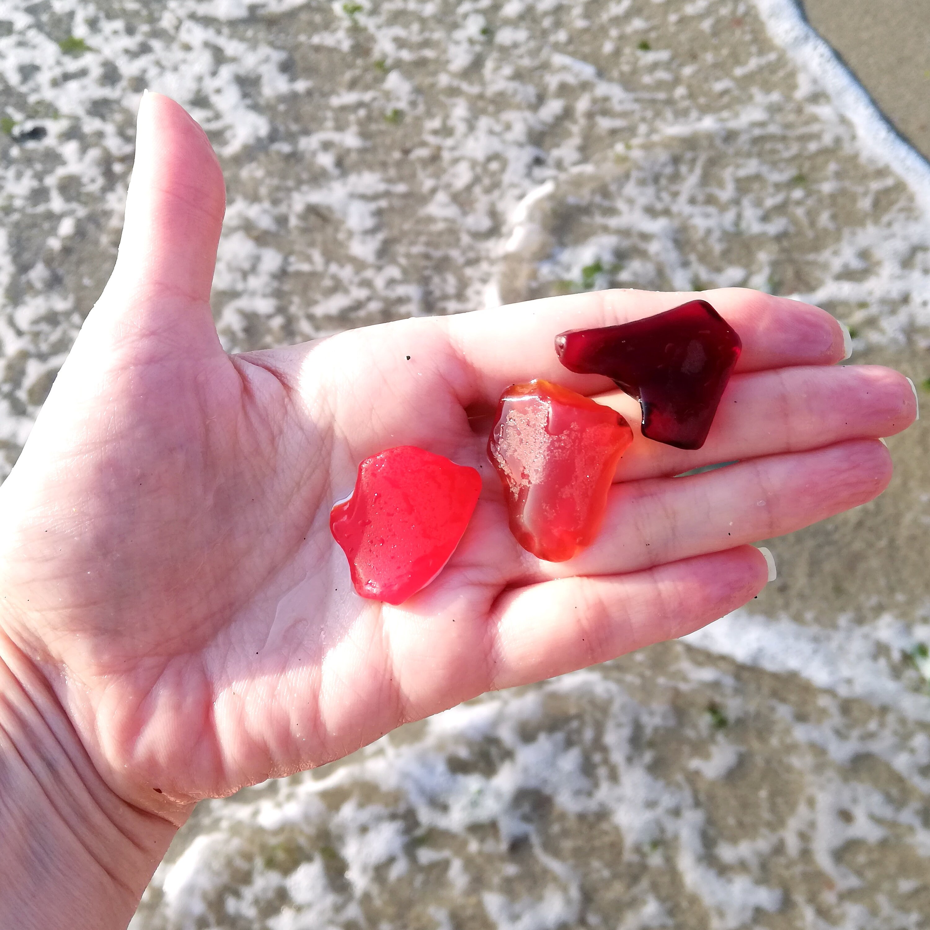 Unique lot 3 pieces Red rare sea glass Genuine beach glass Etsy