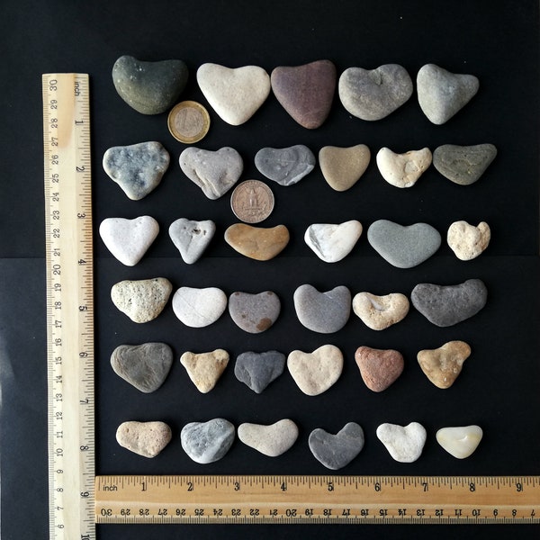 3/4'' - 1 1/2'' Rocas genuinas en forma de corazón a granel, lote 5-25 piezas, piedras de corazón