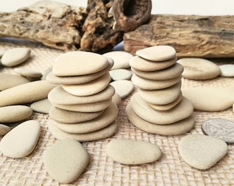 Beige stones 20-55 set Sea pebbles craft Natural flat beach beige stones oval round Pebble art Picture stones  Pieces Mosaic