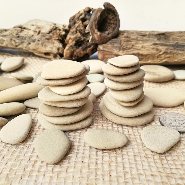 Beige stones 20-55 set Sea pebbles craft Natural flat beach beige stones oval round Pebble art Picture stones  Pieces Mosaic