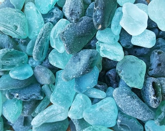 Teal and light turquoise real sea glass 0,4" - 1"  bulk Lot 40-160 pieces Genuine light blue sea glass