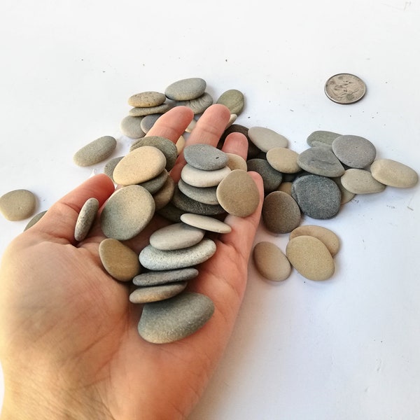 Beach stones lot 35-70 set Pebbles craft Natural sea stones flat different colors oval round Pebble art Picture stones  Pieces Mosaic