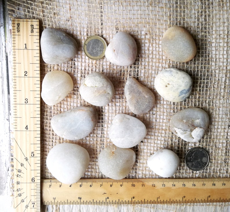 White quartz lot 13 Beach round sea rocks White tumble stone Wishing stones