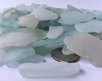 Bulk craft sea glass 50-200 Set Real beach glass Genuine sea glass white light blue