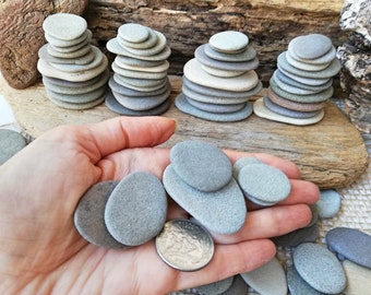 Beach stones lot 30-90 set Sea pebbles craft Natural flat sea grey stones oval round Pebble art Picture stones  Pieces Mosaic