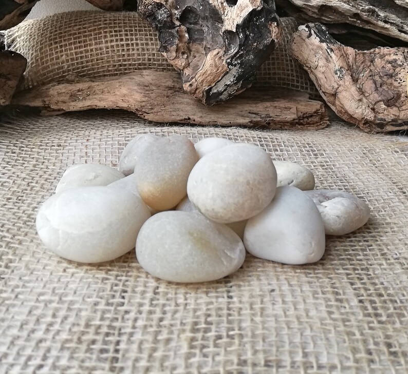 White quartz lot 13 Beach round sea rocks White tumble stone Wishing stones