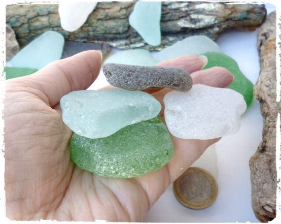 Bulk Lot 25 75 Thick Sea Glass Crafts and Jewelry Real Genuine Mix Color  Beach Glass 