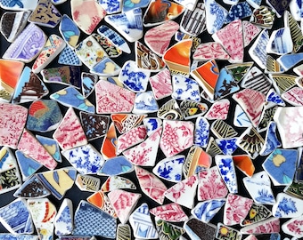 Bulk Antique porcelain Multi Color 0,4" - 1" Porcelain Ceramic Shards Cultured Sea Pottery Tumbled Pottery Shard