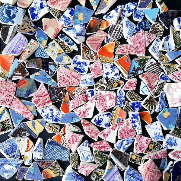 Bulk Antique porcelain Multi Color 0,4" - 1" Porcelain Ceramic Shards Cultured Sea Pottery Tumbled Pottery Shard