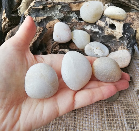 White Quartz Lot 13 Beach Round Sea Rocks White Tumble Stone