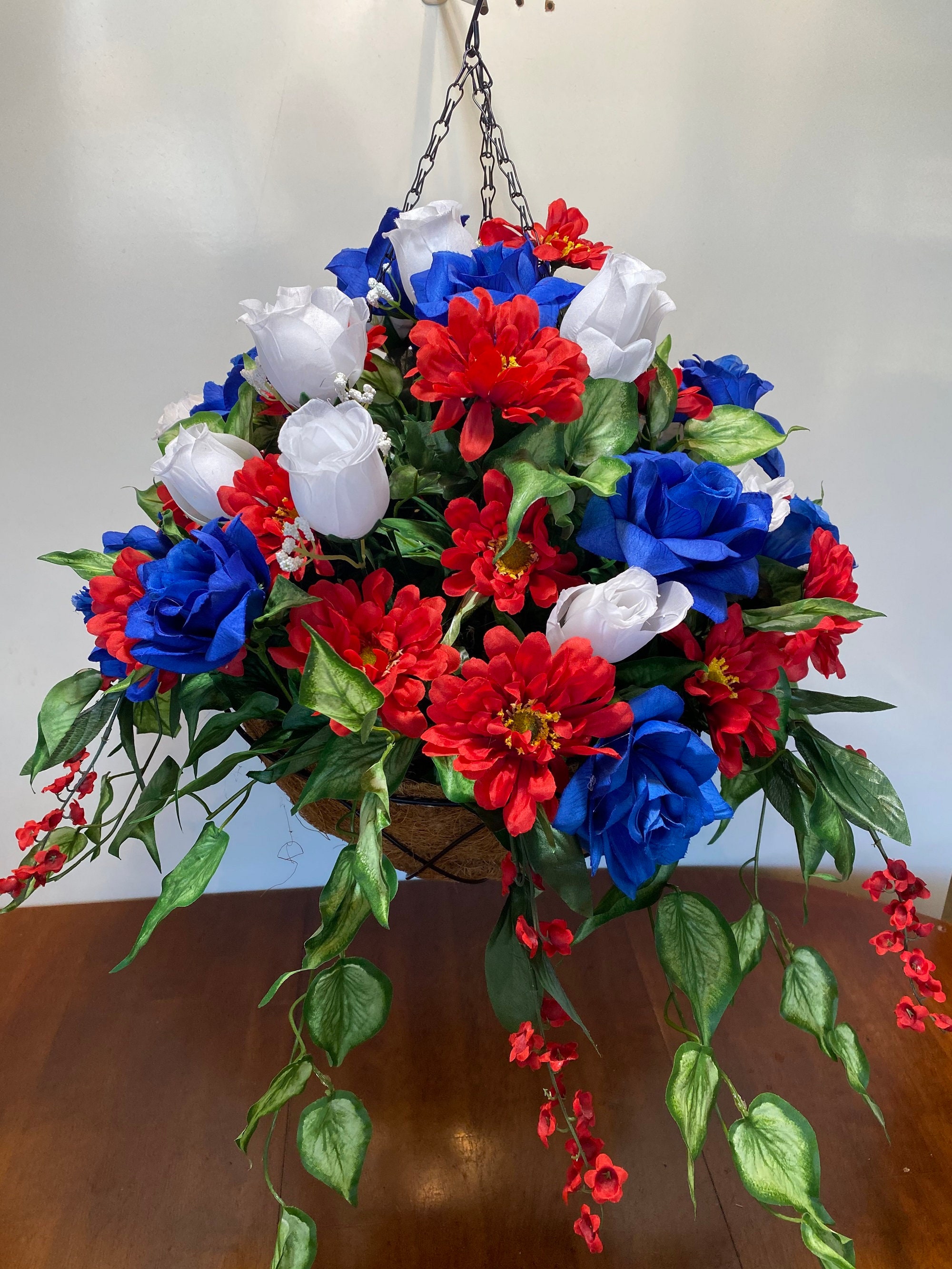 Mix Red/White/Blue Hanging Silk Flowers With 14 Coco Etsy