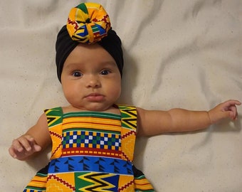 African Kente Fabric Bubble Girls Romper