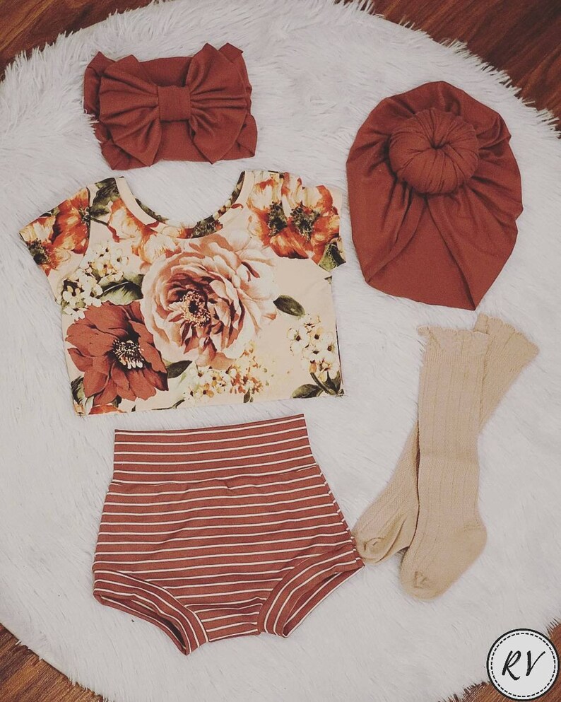 NEW Mauve Floral Crop Top Only Baby and Toddler