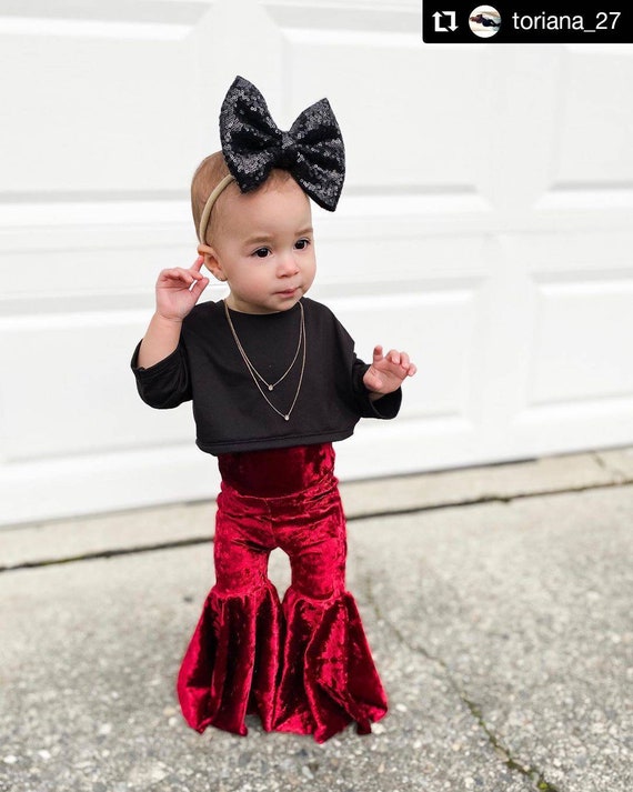 baby velvet bell bottoms