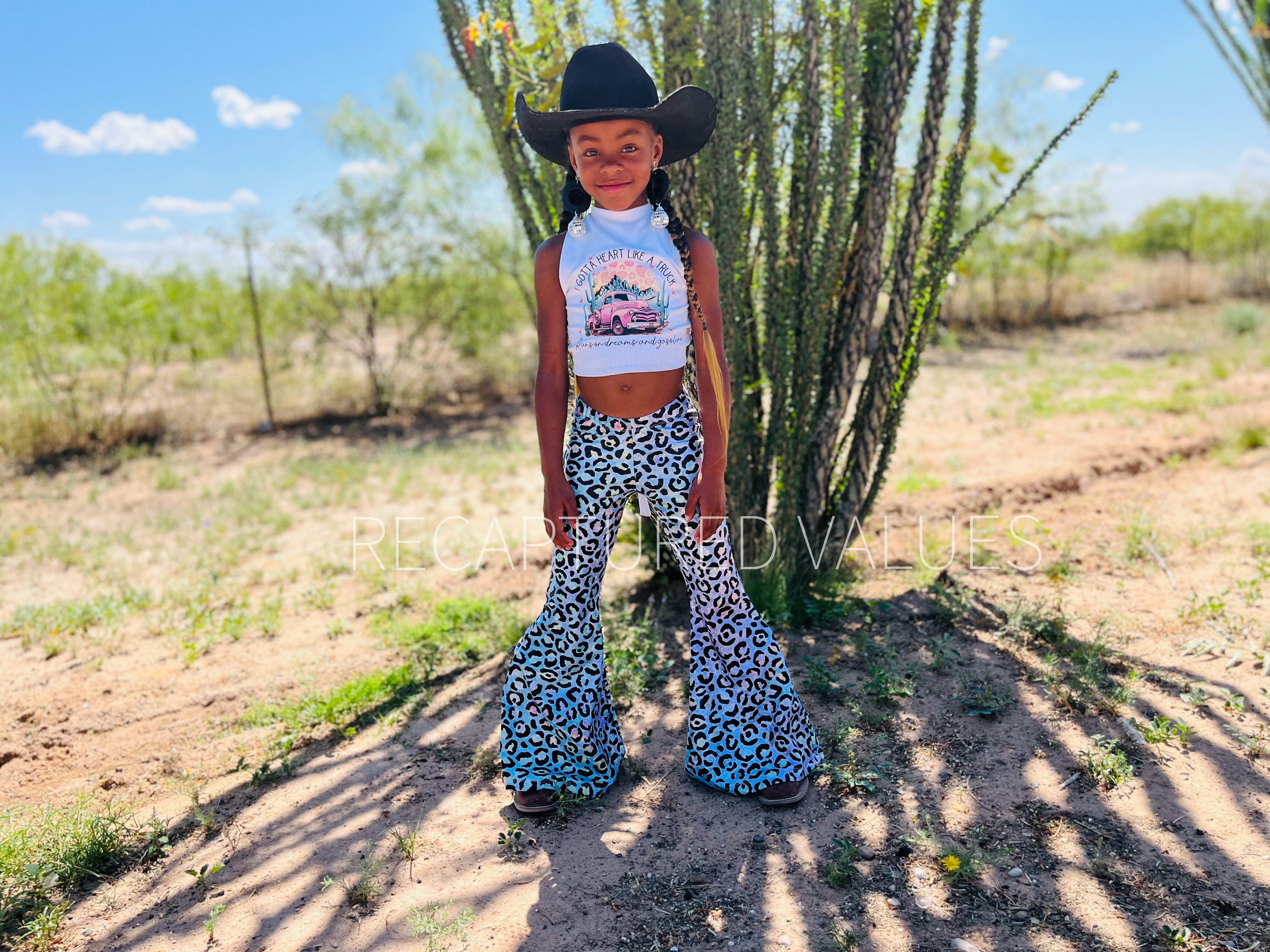 Heart Like a Truck, Lainey Wilson Inspired CMT Awards Outfit, Baby, Toddler,  Kids Sized Iridescent Leopard Print Flared Bell Bottom Outfit 