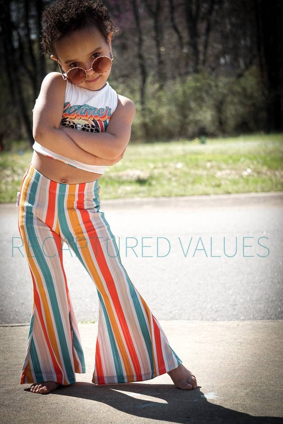 Groovy Retro Hippie Striped Flared Bell Bottoms for Baby and - Etsy