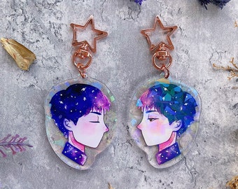 Twilight Glitter Watercolor Double-sided Keychain