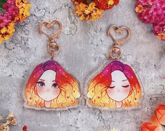 Sunset Glitter Watercolor Double-sided Keychain