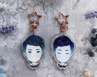 Nightfall Glitter Watercolor Double-sided Keychain