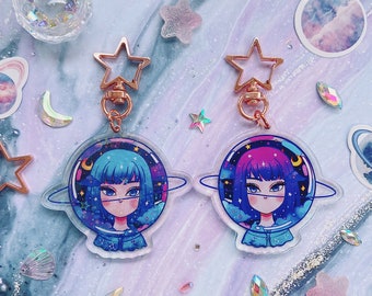 Dream Cosmonaut Glitter Double-sided Keychain