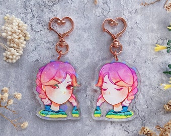 Sunrise Glitter Watercolor Double-sided Keychain