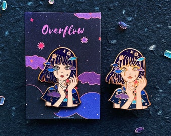 Overflow Hard Rose Gold Enamel Pin 1.5 Inches